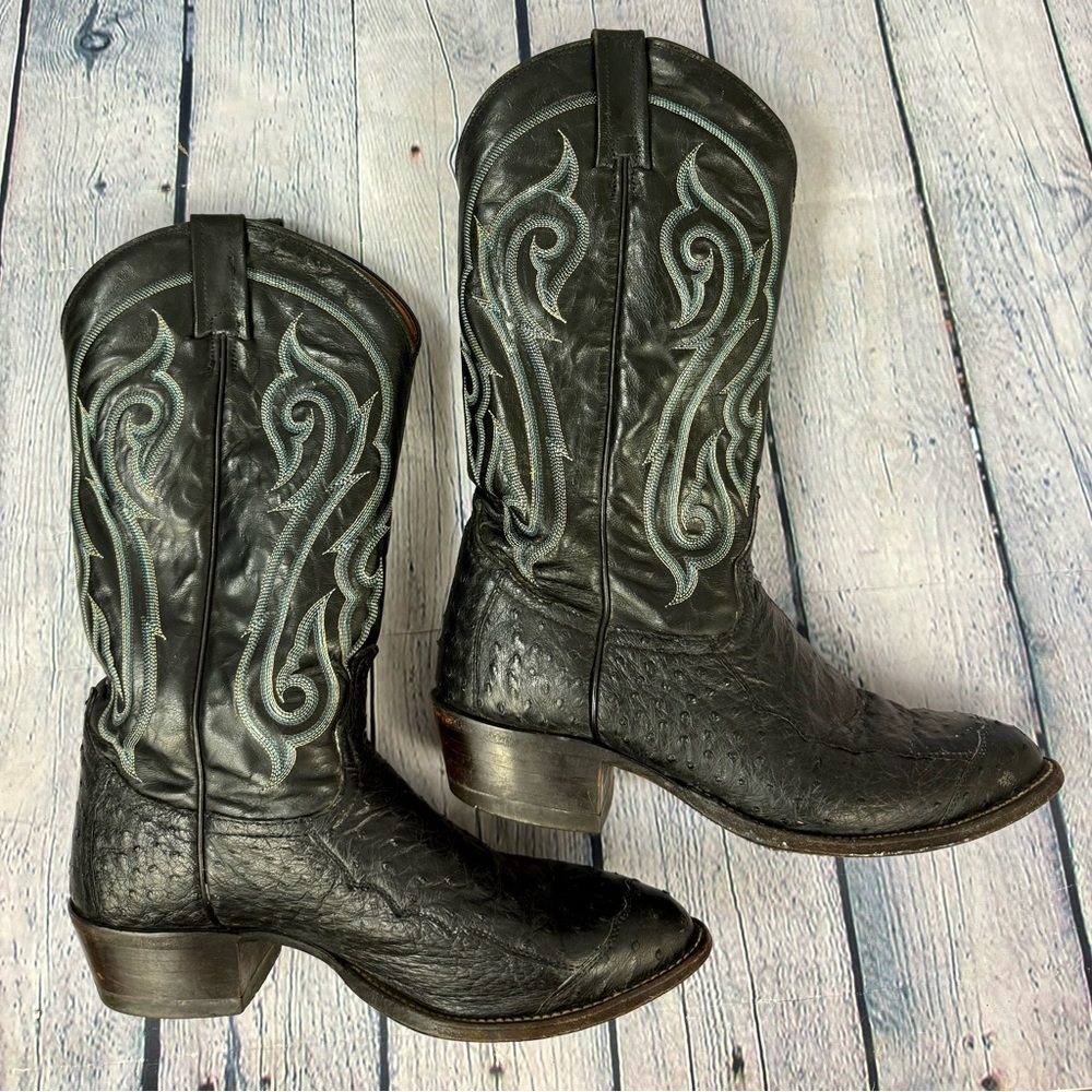 Vintage Exotic Tony Lama El Rey Genuine Ostrich Western Cowboy Boots Men’s 9 D - Picture 2 of 10